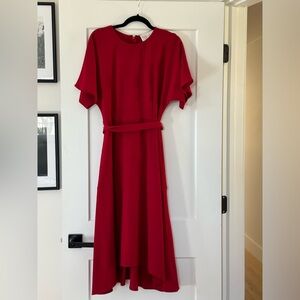 Chandler Henry Red Tie-Waist MIDI Dress